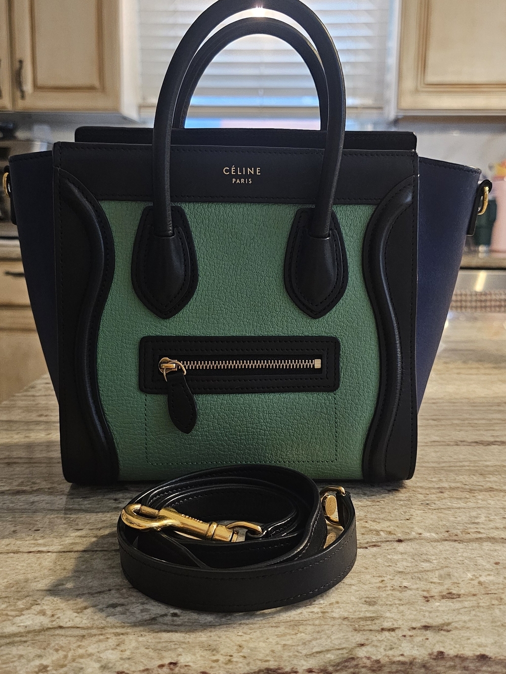CÉLINE Tri Color  Luggage Tote Mini (Green Blue Black)